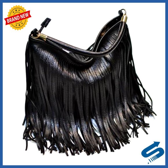 Bohemian Fringe Leather Shoulder Bag Top Handle Purse Dual...